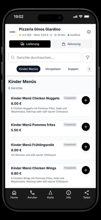 Pizzeria Ginos Giardino App