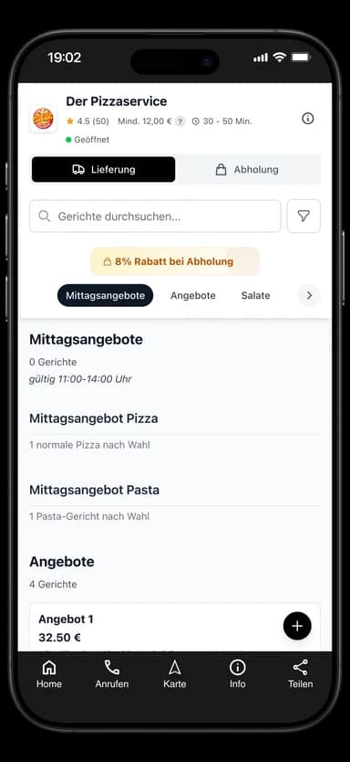 Der Pizzaservice App