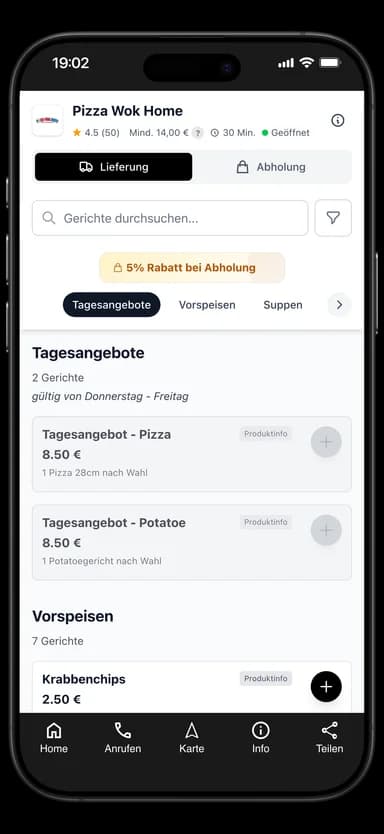 Pizza Wok Home App