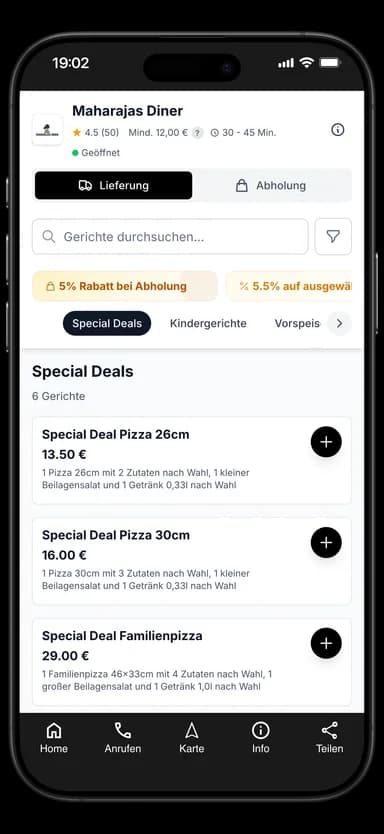 Maharajas Diner App