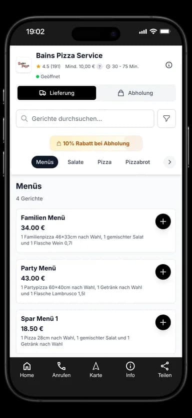 Bains Pizza Service App