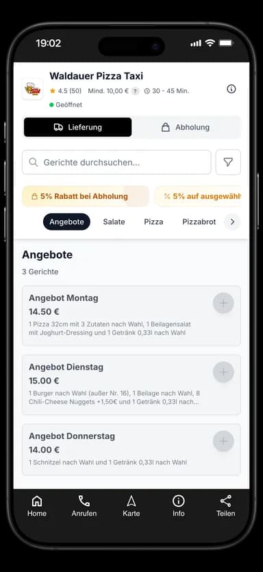 Waldauer Pizza Taxi App