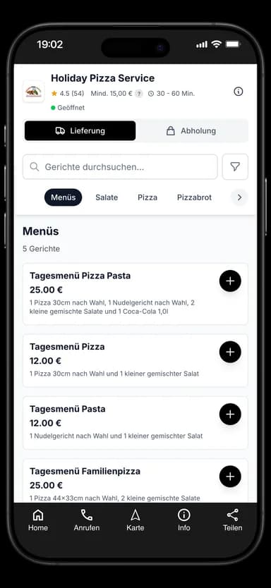 Holiday Pizza Service App