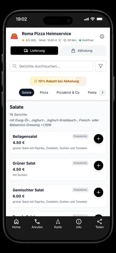 Roma Pizza Heimservice App