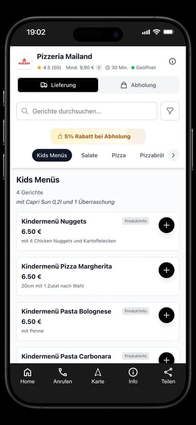 Pizzeria Mailand App