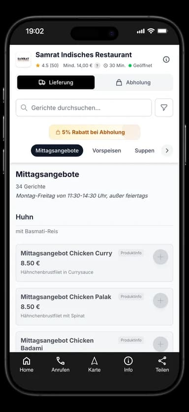 Samrat Indisches Restaurant App