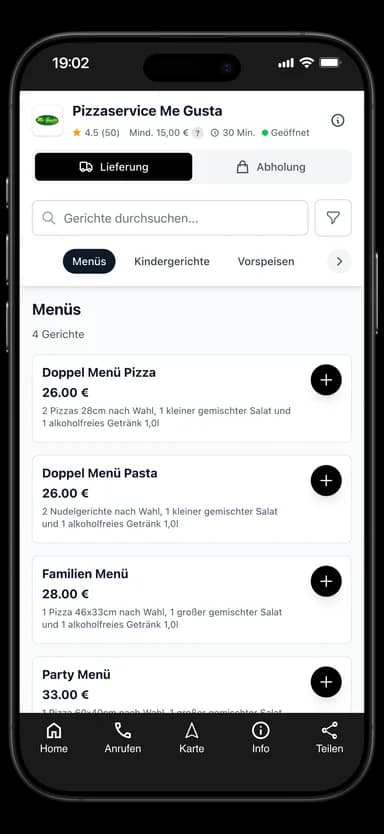 Pizzaservice Me Gusta App