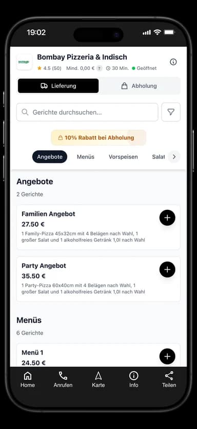 Bombay Pizzeria & Indisch App