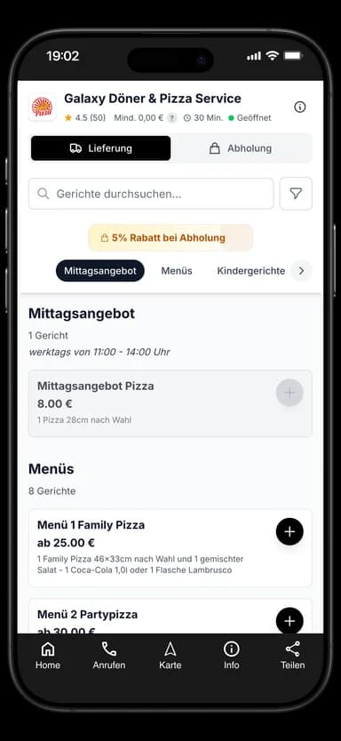 Galaxy Döner & Pizza Service App