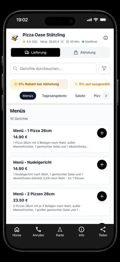 Pizza Oase Stätzling App