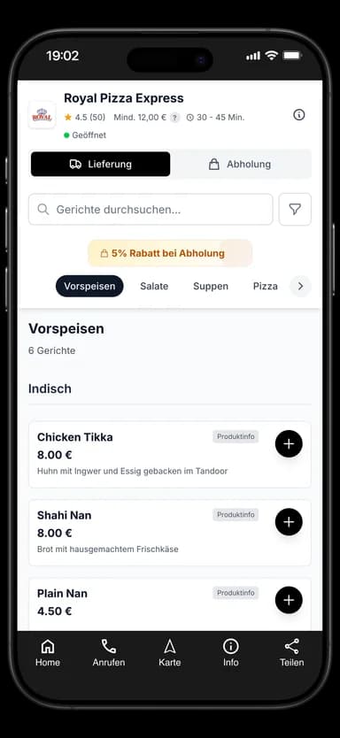 Royal Pizza Express App
