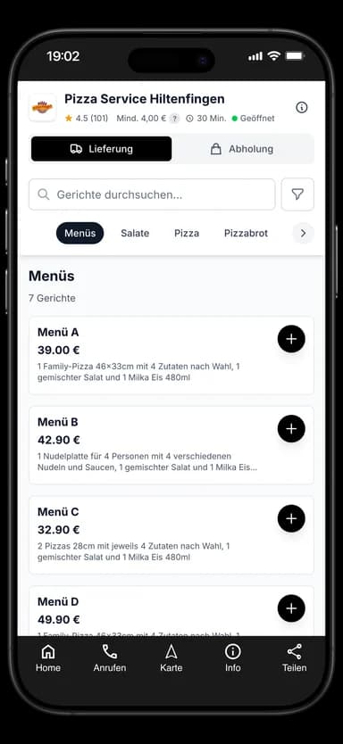Pizza Service Hiltenfingen App