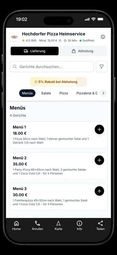 Hochdorfer Pizza Heimservice App