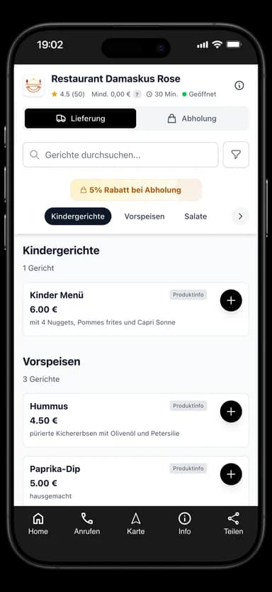 Restaurant Damaskus Rose App