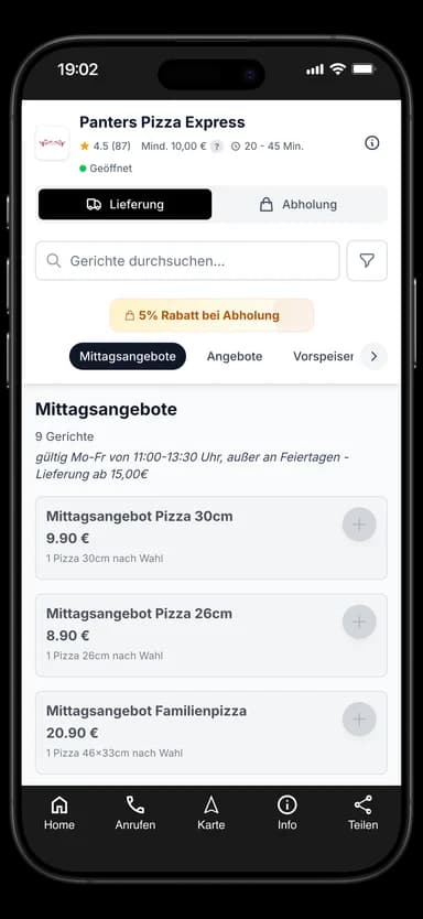 Panters Pizza Express App