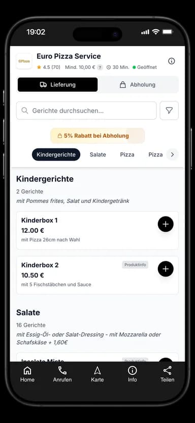 Euro Pizza Service App