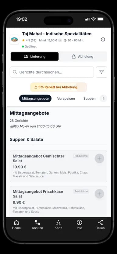 Taj Mahal - Indische Spezialitäten App