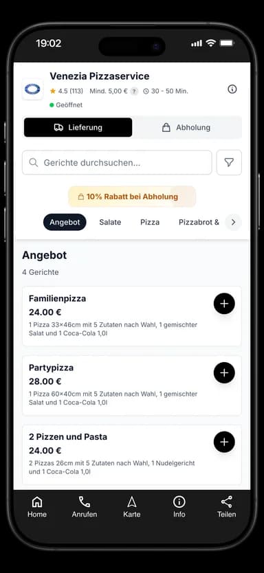 Venezia Pizzaservice App
