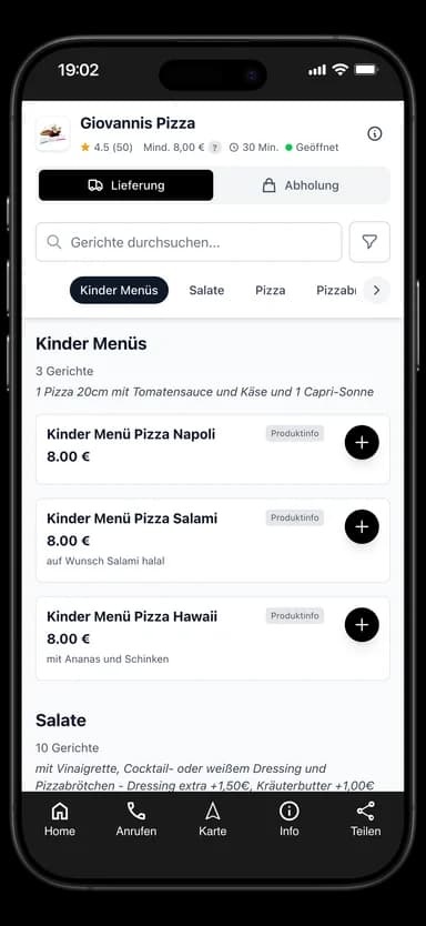 Giovannis Pizza App