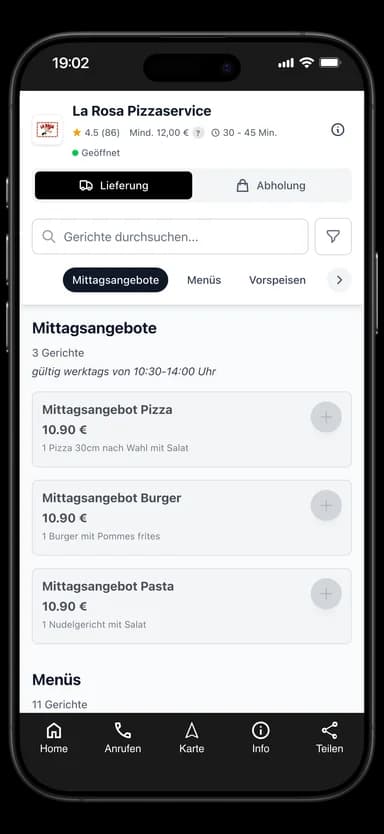 La Rosa Pizzaservice App