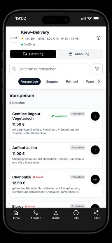 Kiew-Delivery App
