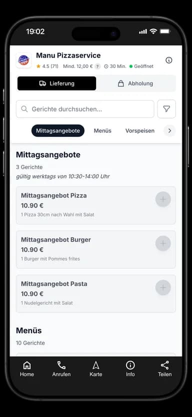 Manu Pizzaservice App