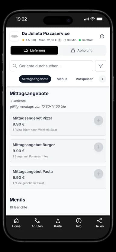 Da Julieta Pizzaservice App