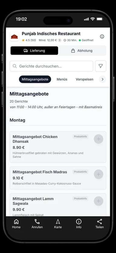 Punjab Indisches Restaurant App