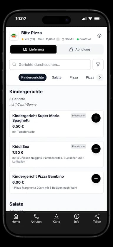 Blitz Pizza App
