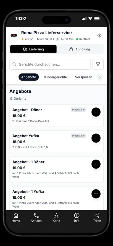 Roma Pizza Lieferservice App