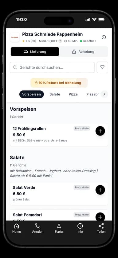 Pizza Schmiede Pappenheim App