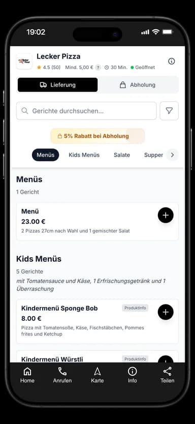 Lecker Pizza App