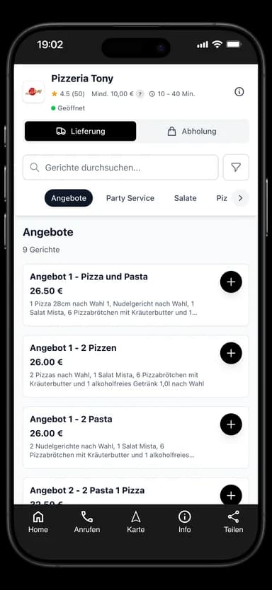 Pizzeria Tony App