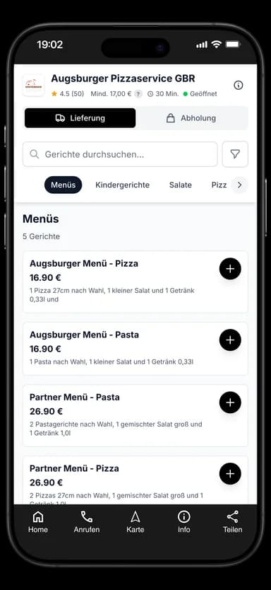 Augsburger Pizzaservice GBR App